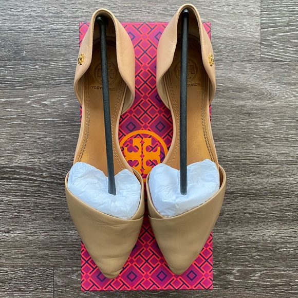 Tory Burch Vic Flat Sz7.5 Clay Beige/Beige Pink - Picture 2 of 8